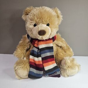 NWT Aeropostale Brown Stuffed Bear 12.5 Inch Winter Colorful Scarf Christmas